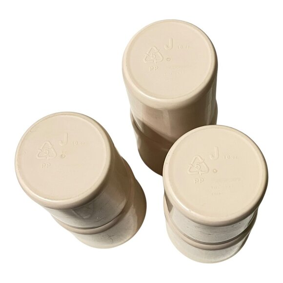 Tupperware 18oz Cups Tumblers Blush/Light Pink # 24138 Stackable J Set 3 Vintage - Picture 3 of 5
